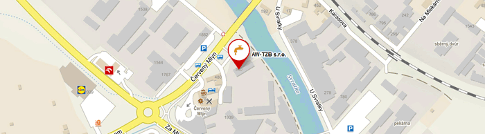 Mapka naší provozovny. Po kliknutí se otevře okno Google map s navigací